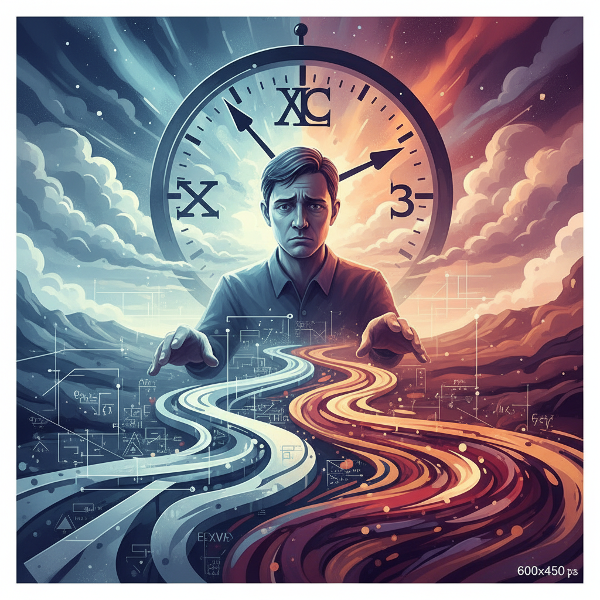 صورة رمزية لشخص يقف عند مفترق طرق بين طريق المنطق الهندسي الواضح وطريق الحدس العاطفي الملون، مع تعابير تفكير وضغط.