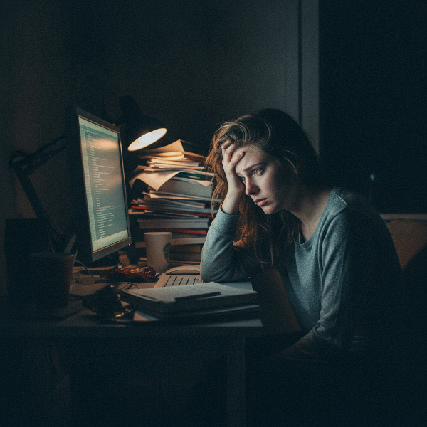 امرأة تعمل من المنزل وتشعر بالتهيج