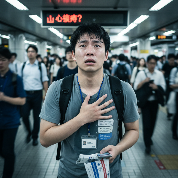一名19岁男大学生在拥挤的地铁站感到恐慌，心跳加速、出汗，因父母不理解而孤立，寻求广场恐惧症的心理帮助。