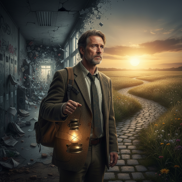 Učitel na rozcestí mezi vyčerpávající školní chodbou a novou cestou k naději a obnově.