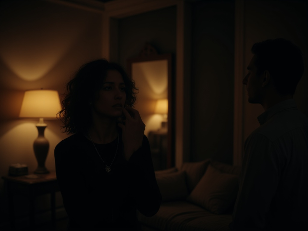 En ung kvinde føler sig afvist i et forhold præget af manglende intimitet og økonomisk utroskab, med en svag erindring om tidligere næhed.