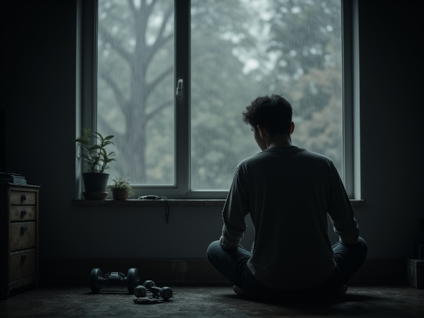 En ung mand føler sig tom og afstumpet, som om han ser verden gennem et tykt lag glas, mens hans tidligere interesser ligger hen og samler støv.