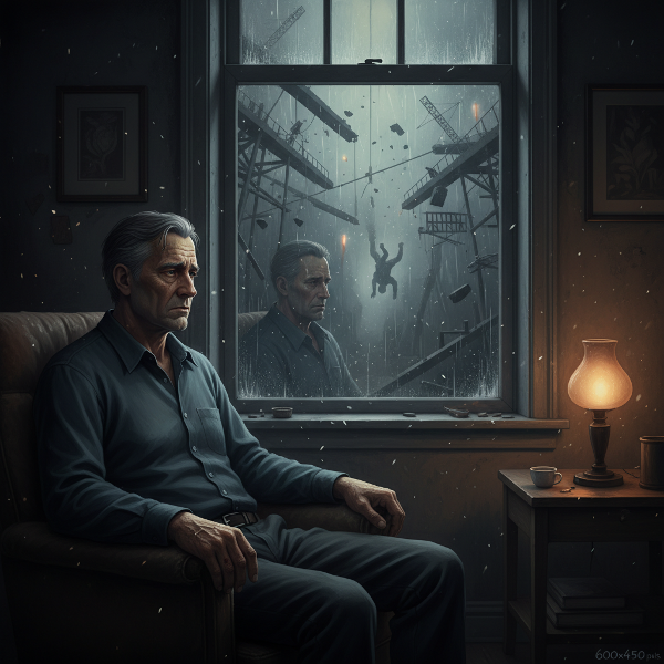 Ein älterer Mann, der von den Geistern eines Arbeitsunfalls und einer Sinnkrise heimgesucht wird.