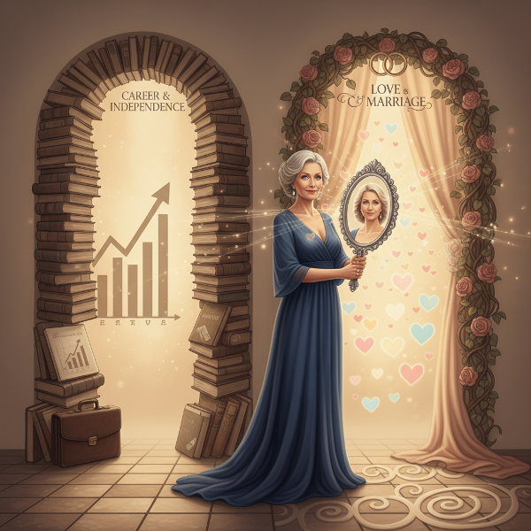 Eine Frau im Übergang zwischen Vergangenheit und Gegenwart entdeckt ihr Selbstwertgefühl in einer neuen Lebensphase.