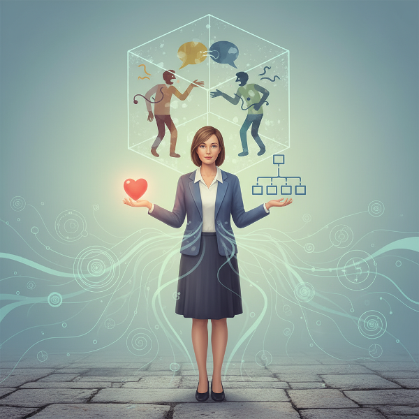 Eine einfühlsame Psychologin balanciert Herz und Struktur, während sie Konflikte im Team innerhalb eines klaren Rahmens hält.