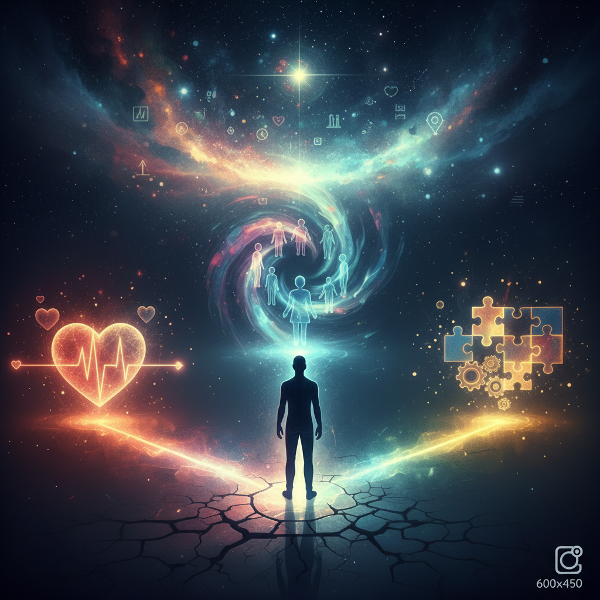 Eine Person an einer Weggabelung, die die Wahl zwischen inneren Werten, Gruppenharmonie und pragmatischer Anpassung symbolisiert.