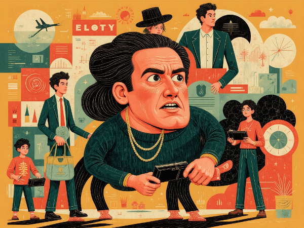 Εικόνα που απεικονίζει μια κουρασμένη επαγγελματία γυναίκα σε γραφείο το βράδυ, με καφέ και υπολογιστή, ενώ ένας συμβολικός κύκλος καφεΐνης και άυπνιας την περικυκλώνει.