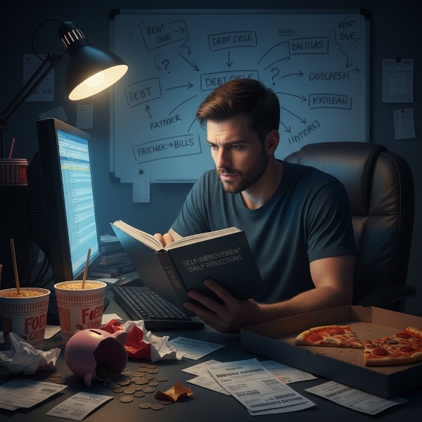 Un terapeuta en línea reflexiona sobre sus luchas con atracones de comida, estrés financiero y la búsqueda de autenticidad profesional.