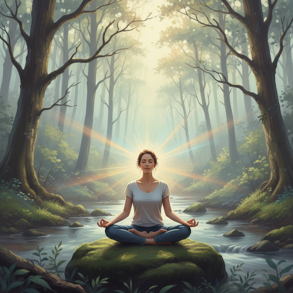 Una ilustración serena que simboliza la búsqueda de equilibrio emocional y la fortaleza mental frente al estrés cotidiano.