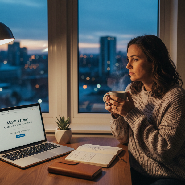 تصویر زنی را نشان می‌دهد که در شهری جدید، در حال تأمل است و نشانه‌هایی از جستجوی ارتباط و ایجاد روال روزمره در محیط اطرافش دیده می‌شود.