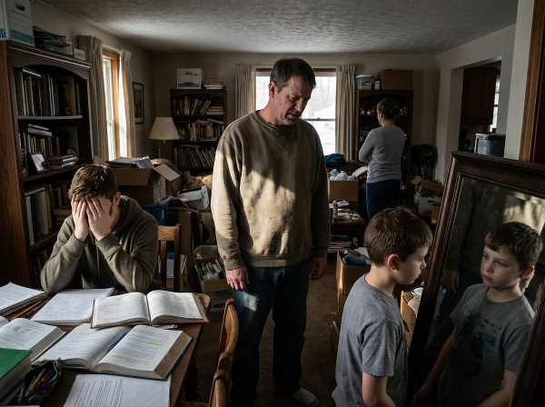 Isä pohtii perheensä haasteita stressaantuneen teinipojan, ruumiinkuvaa pohtivan nuoremman pojan ja etäisen vaimon keskellä.