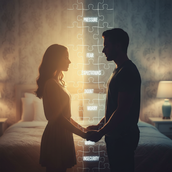 Naisen psyykkistä estettä orgasmin saavuttamisessa kuvataan läpinäkyvänä esteenä, joka koostuu suorituspaineesta ja pelon palasista. Lämpimässä ympäristössä parin välinen yhteys säilyy kädestä pitäen, ja toivoa symboloi esteen läpi pyrkivä valo.