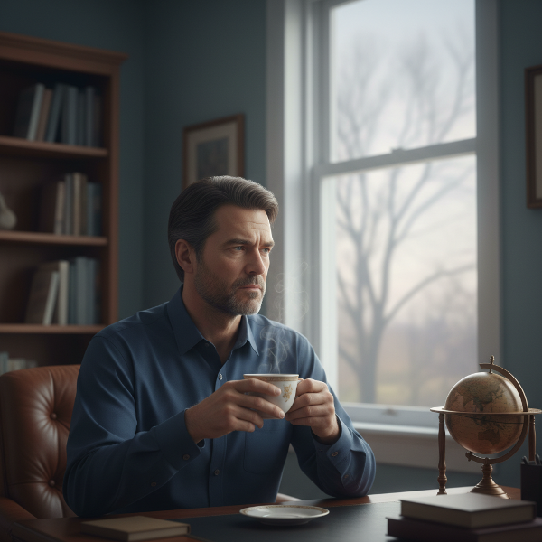 Un psychologue dans son bureau, capturant le paradoxe entre son rôle d'aidant et sa propre anxiété sociale.