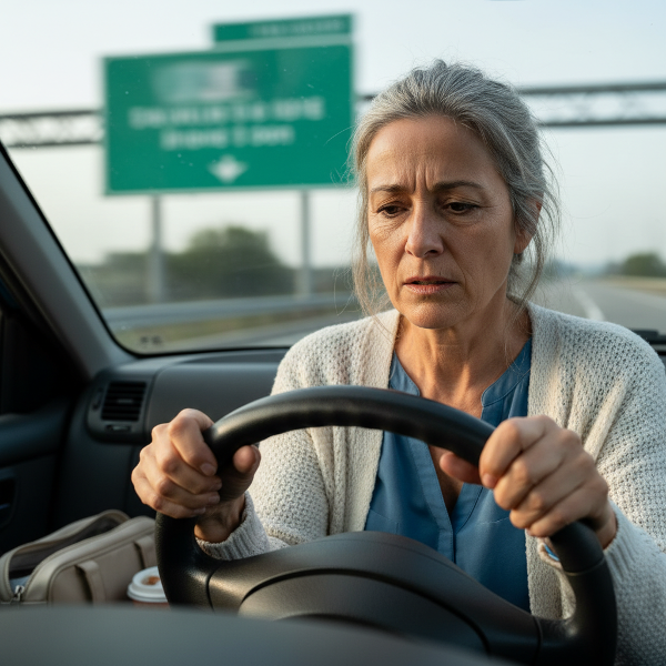 Une psychologue confrontée à l'anxiété de conduite après un quasi-accident, cherchant à retrouver sa liberté de mouvement.