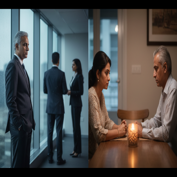 एक वरिष्ठ प्रबंधक कार्यालय और घर दोनों जगह अकेलेपन का अनुभव करते हुए, जो रिश्तों में फिर से जुड़ाव की आशा की तलाश में है।