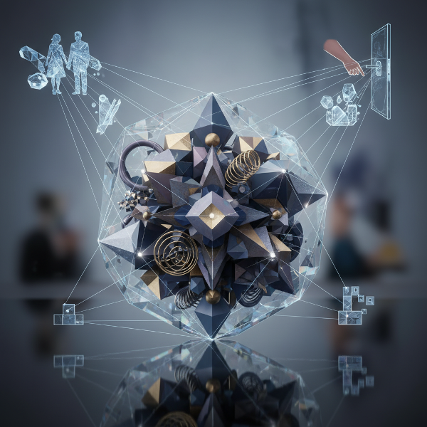 Egy absztrakt, geometrikus kép egy személyiség mély, tudatalatti szerkezetéről, mint életének alapvető építőköveiről.