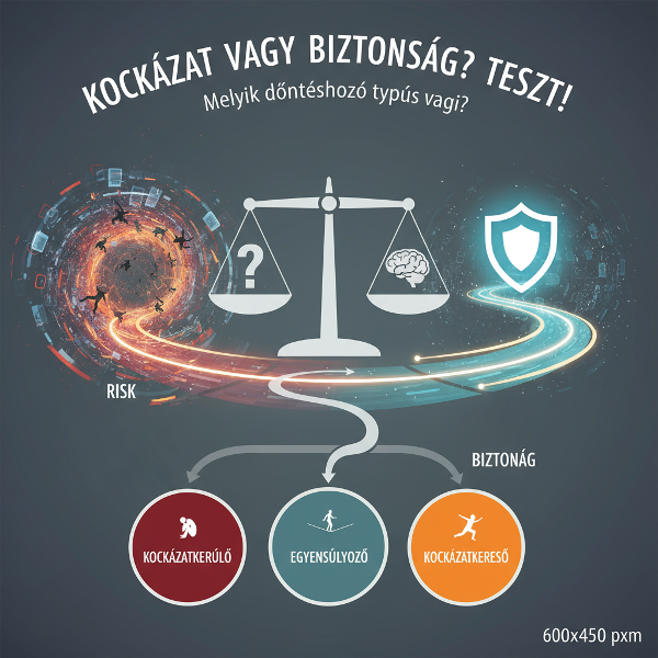 Egy személy, aki egy útelágazásnál áll, ahol az egyik út biztonságos, a másik kockázatos, miközben gondolkodik a döntésről.