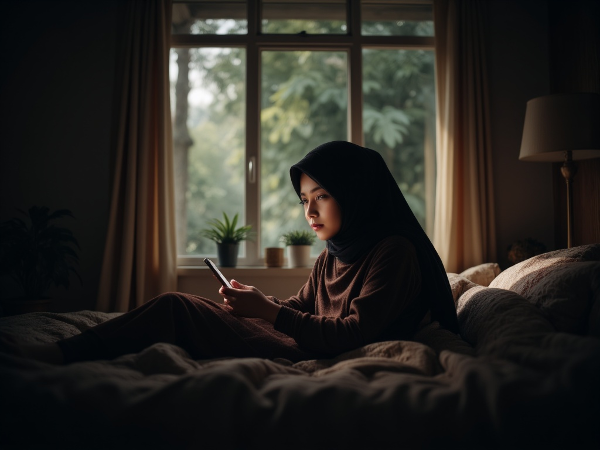 Ilustrasi seorang pria yang sedang berjuang dengan kecemasan dan kesepian menemukan ketenangan dan harapan melalui dukungan dan aktivitas baru.