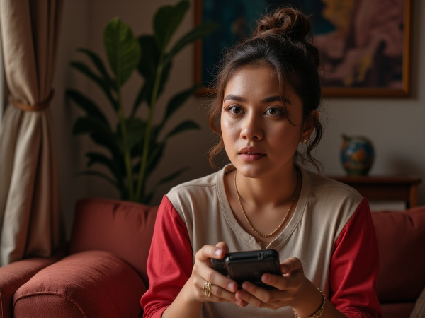 Ilustrasi seorang ibu pengganti yang sedang berduka dan tegang, menghadapi tekanan emosional dan finansial dalam lingkungan yang tidak mendukung.