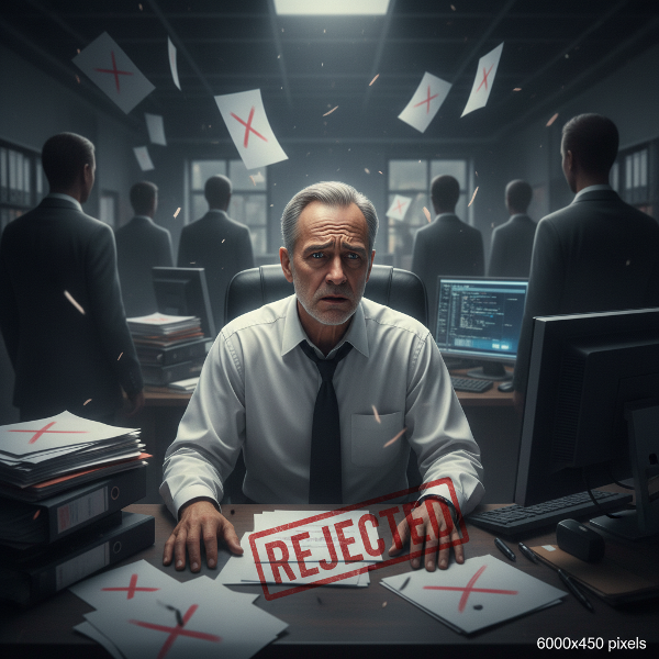 An older professional man experiencing workplace isolation and anxiety in a modern office environment.