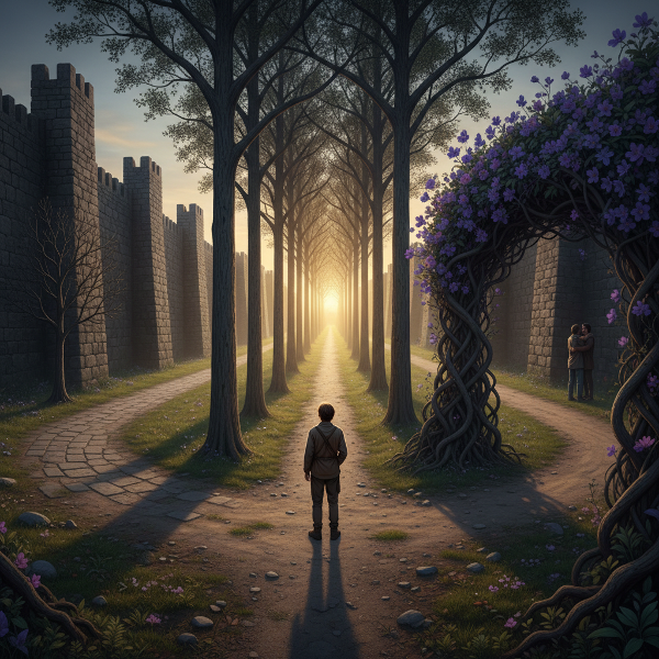 A visual metaphor for balancing independence and connection in relationships, showing three distinct paths representing different relational styles.
