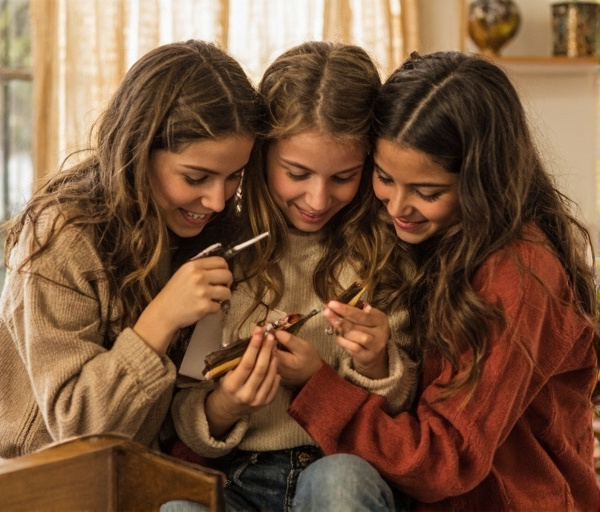 Three people show different support styles: fixing, feeling, and giving space, in a warm, connected scene.