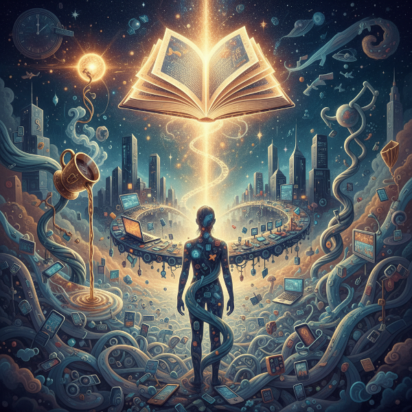 A person's daily routines visualized as symbolic objects and glowing paths, with one dominant habit shining brightly to represent core behavioral patterns.