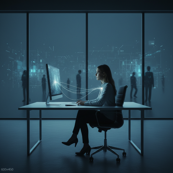 Un'immagine che rappresenta l'isolamento emotivo nel lavoro digitale e il primo, delicato tentativo di riconnessione.