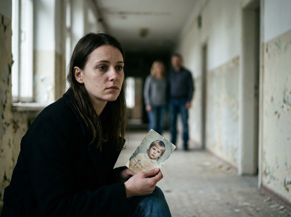 Un'immagine che rappresenta il conflitto interiore di una giovane donna adottata, tra il ricordo di un passato frammentato, il presente di relazioni familiari in costruzione e la ricerca di un'identità personale.