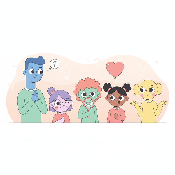 ユニークなクセを明らかにする、遊び心のある心理テストのイラストです。