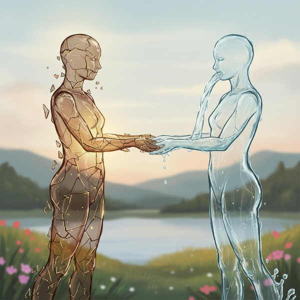 갈등 이후 관계를 회복하고 성장시키는 '관계 회복 탄력성'의 개념을 상징적으로 표현한 이미지입니다.