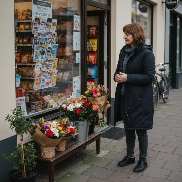 Een vrouw vervangt het kopen van krasloten door een bos bloemen, symboliserend de overgang naar een nieuwe, positieve gewoonte.