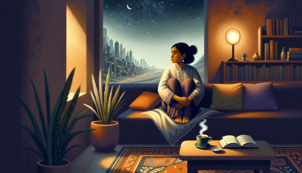 Een vrouw die uitgeput en onbegrepen voelt in haar relatie, zoekt naar balans en assertiviteit terwijl ze verbinding en begrip wil behouden.