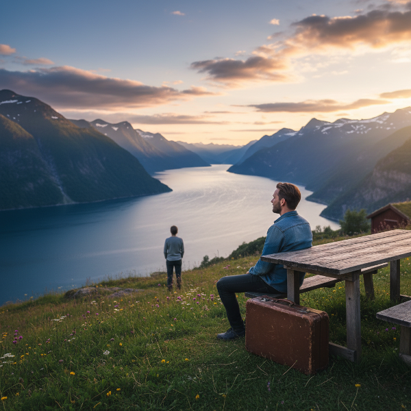 En mann reflekterer over livsvalg og frihet, med en følelse av å være fanget mellom to verdener.