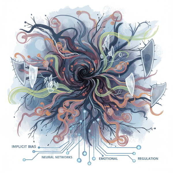 Et abstrakt bilde som viser subtile følelsesmønstre og ubevisste tilpasningsmekanismer som påvirker stresshåndtering og relasjoner.
