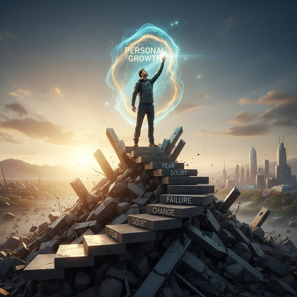 Imagem simbólica de uma pessoa em transição, representando resiliência e adaptação diante de mudanças e dificuldades.