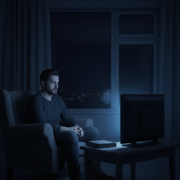 Un bărbat de vârstă mijlocie, retras și apatic, prins într-o rutină mecanică și simțind un gol interior după un șoc profesional major.