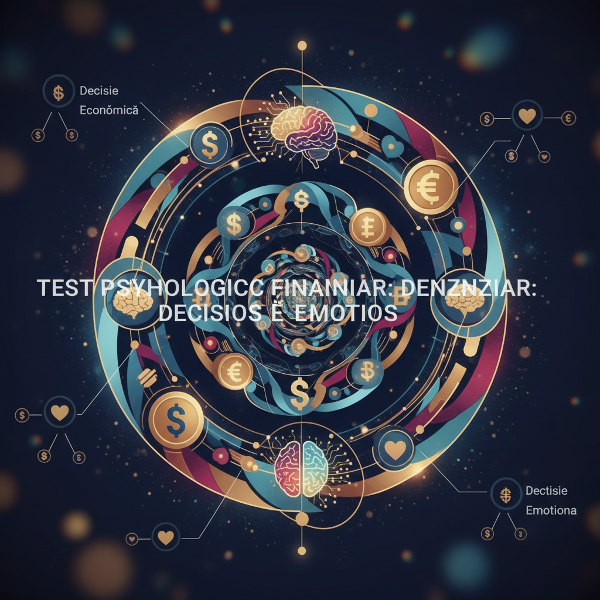 O ilustrație abstractă care reprezintă esența unui test psihologic financiar, combinând simboluri ale gândirii, emoțiilor și deciziilor economice.