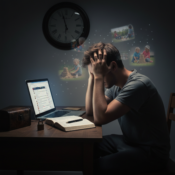 En ung man vid ett skrivbord kämpar med sociala medier, sömnproblem och tvångstankar, medan han börjar skriva i en dagbok för att bygga en starkare självbild.