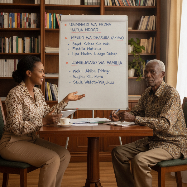 Mwanasaikolojia anamshauri mzee kuhusu usimamizi wa fedha na usalama wa kifedha.