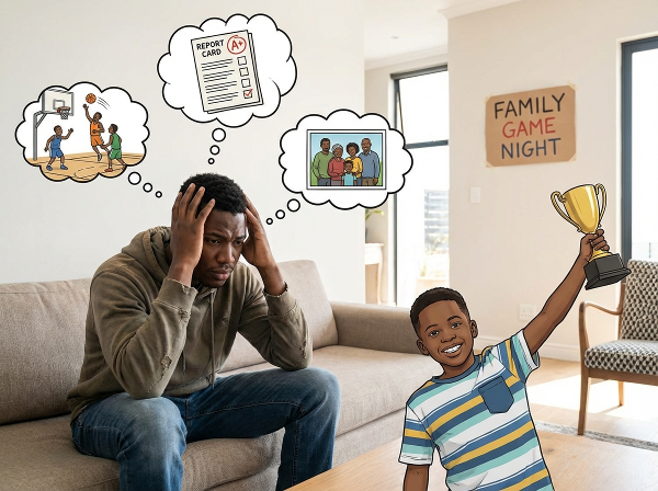 Mwanasaume mwenye umri wa miaka 19 akiwa amechoka na kukasirishwa na ushindani wa ndugu yake mdogo, akiwa amekaa kwenye kiti na ndugu yake akiwa amesimama karibu akiwa ameshinda tuzo, wakati mawazo yake yanaonyesha matukio ya ushindani katika michezo, masomo na mikutano ya kijamii.