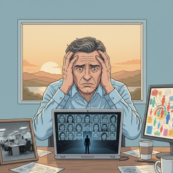 ஒரு முன்னாள் மேலாளர் புதிய ஆன்லைன் ஆலோசனை வலைத்தளத்தின் பல்வேறு சவால்கள் மற்றும் 'ஒரே வழி' சிந்தனை காரணமான பதட்டத்தை எதிர்கொள்கிறார், அதே நேரத்தில் கனவுகள் மற்றும் புதிய சூழலுக்கு மாற்றத்தின் தேவையை சித்தரிக்கிறது.