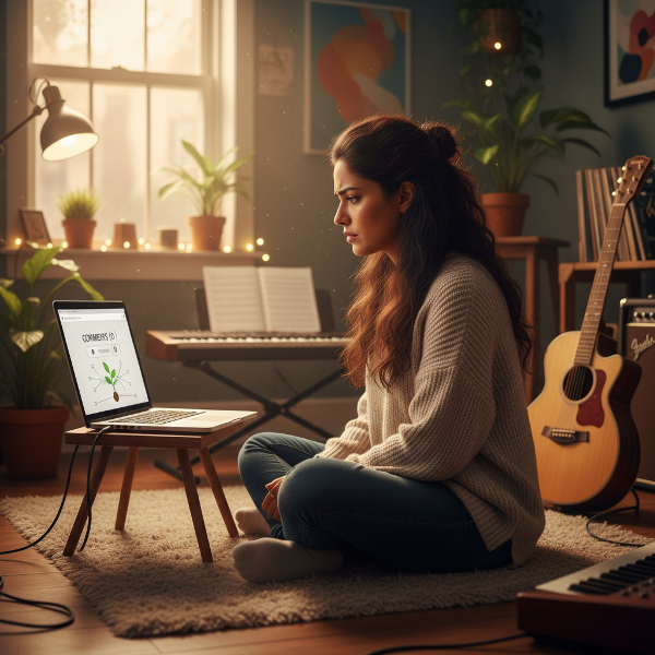 ஒரு இசைக் கலைஞர் தனது ஆன்லைன் படைப்புகளுக்கான கருத்தின்மையால் சந்தேகத்தில் ஆழ்ந்திருக்கிறார், ஆனால் ஒளி மற்றும் குறியீடுகள் உள்ளார்ந்த மகிழ்ச்சி, சமூக இணைப்பு மற்றும் சிறிய இலக்குகள் வழியாக முன்னேற்றத்தைக் குறிக்கின்றன.