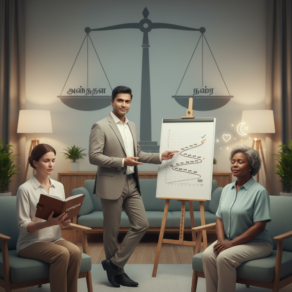 ஒரு உளவியலாளர் மூன்று வெவ்வேறு கிளையன்ட்களுக்கு இடையே சமநிலை பேணுகிறார், ஒவ்வொருவருக்கும் சிறிய, தனிப்பட்ட இலக்குகள் மூலம் நிலையான முன்னேற்றத்தையும் சுயநம்பிக்கையையும் உருவாக்குகிறார்.