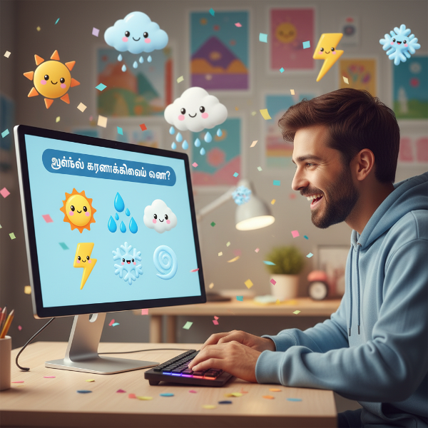 ஒரு வேடிக்கையான ஆன்லைன் சோதனையின் மூலம் உங்கள் கற்பனைக் காலநிலையைக் கண்டறியும் படம்.