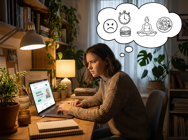 ஒரு இளம் பெண் தனது புதிய ஆன்லைன் உளவியல் ஆலோசனை வலைத்தளத்தை நடத்தும்போது, கோபம், எரிச்சல் மற்றும் மன அழுத்தத்தை எதிர்கொள்கிறாள். படம் அவளது உணர்ச்சி போராட்டத்தையும், உணர்ச்சி விழிப்புணர்வு, திட்டமிடல் மற்றும் ஆரோக்கியமான பழக்கங்கள் மூலம் சமநிலையை நோக்கிய பயணத்தையும் சித்தரிக்கிறது.