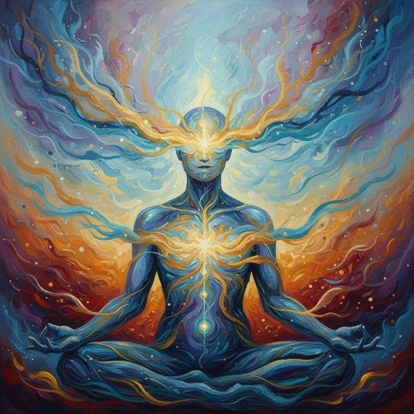 ภาพเส้นพลังงานไหลเวียนในร่างกายเชื่อมโยงกับจิตใจและอารมณ์ สื่อความสมดุลภายในภายนอก