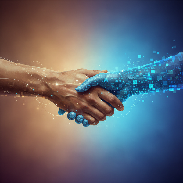 ภาพสัญลักษณ์แสดงความสมดุลระหว่างโลกจริงและโลกดิจิทัล