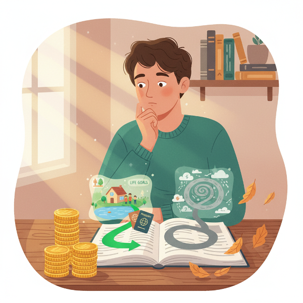 ภาพบุคคลสำรวจความเชื่อและพฤติกรรมเกี่ยวกับเงินผ่านเส้นทางสองสายที่แตกต่าง