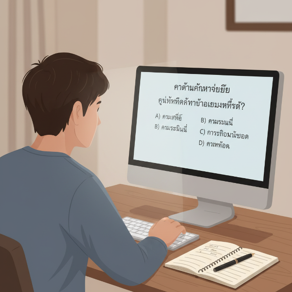 ภาพประกอบการทดสอบออนไลน์เพื่อประเมินแรงจูงใจและวินัยในตนเอง